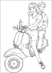 Coloriage Barbie en scooter