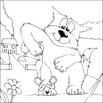 Coloriage chat contre souris