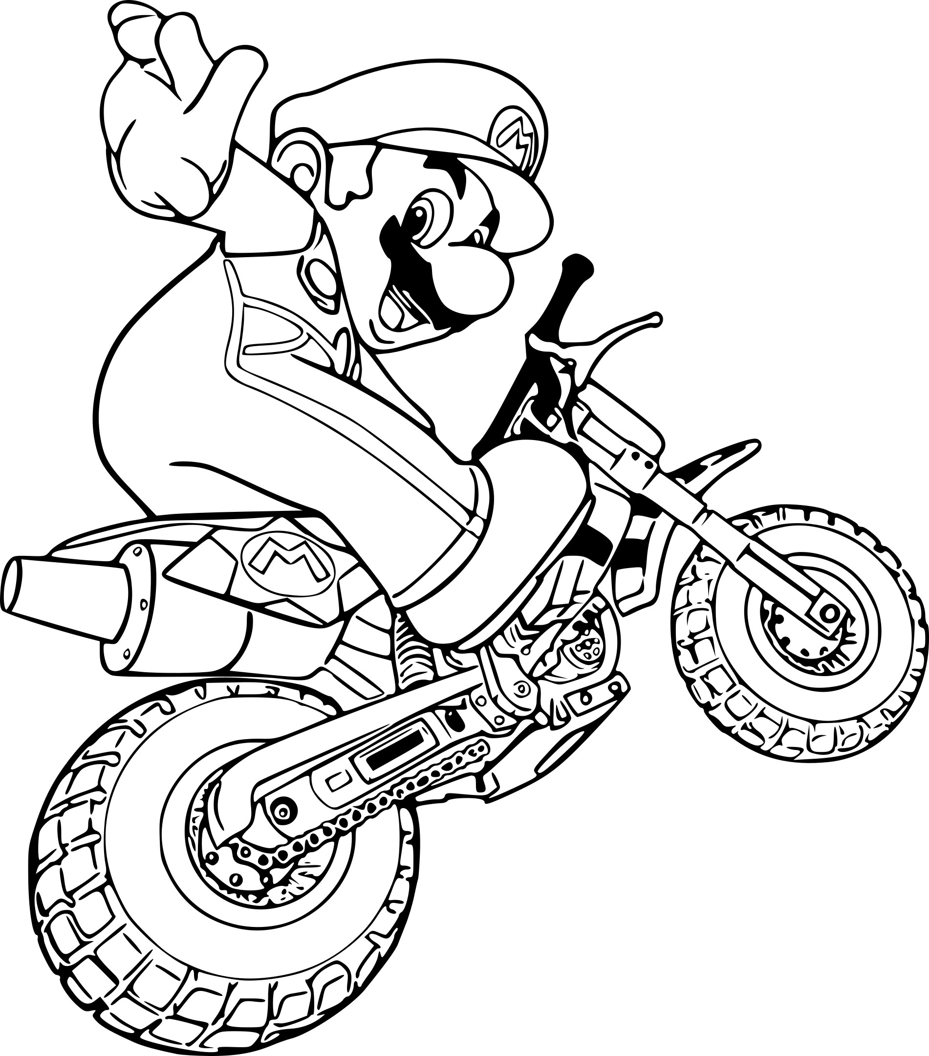 Coloriage moto Mario à imprimer