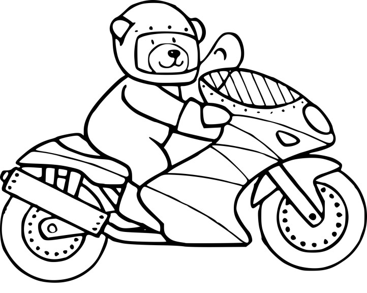 Bear On A Motorcycle coloring page