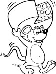 Coloriage souris avec du fromage