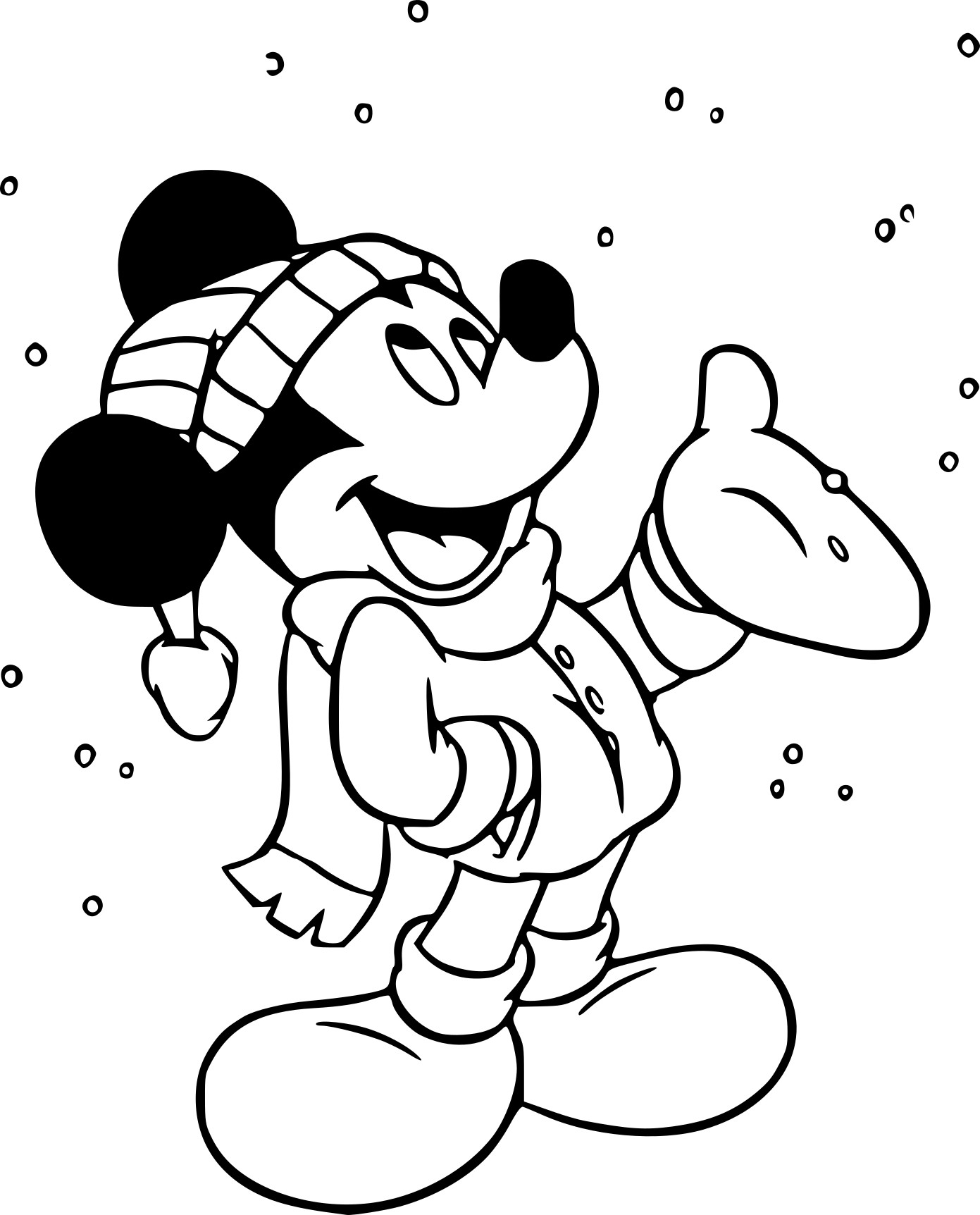 Coloriage Mickey en hiver sous la neige