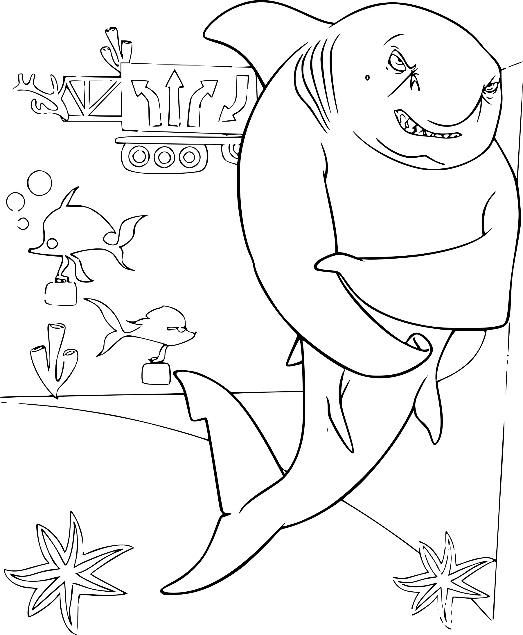 Disegno di Banda di squali da colorare