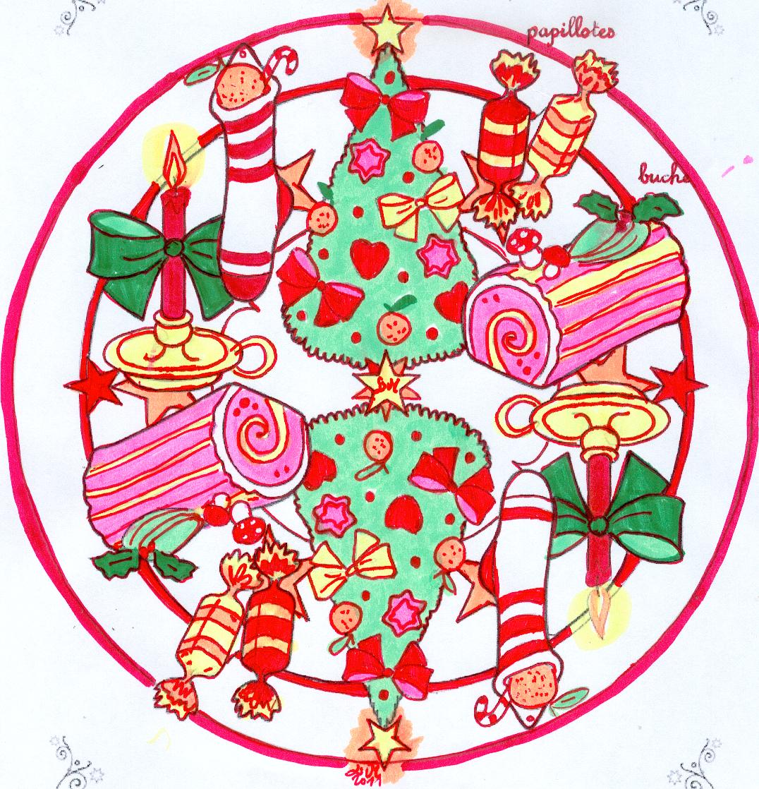 Coloriage mandala noël à imprimer