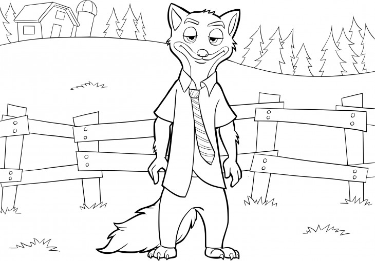 Disegno di Zootopie Nick Wilde da colorare