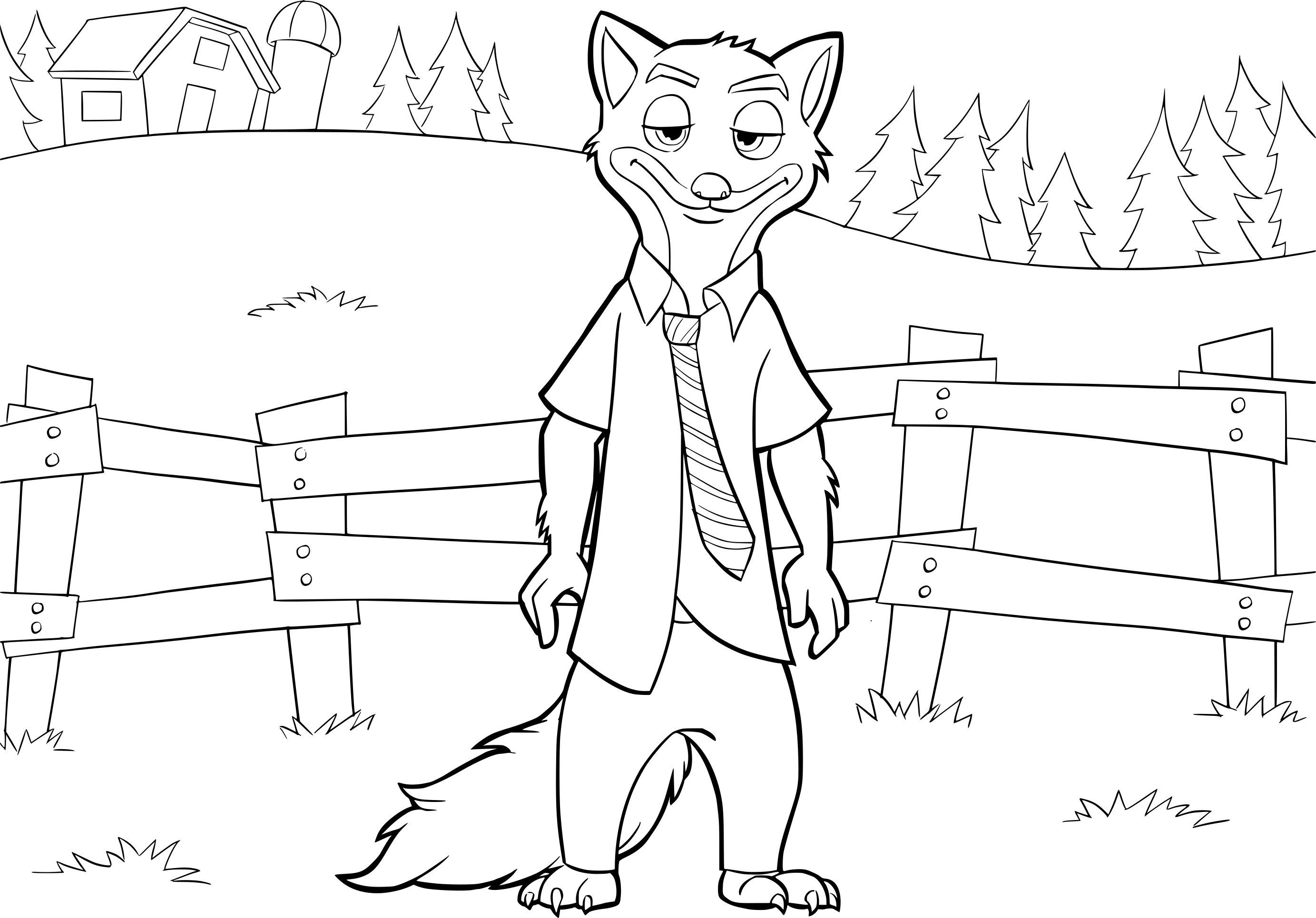 Disegno di Zootopie Nick Wilde da colorare