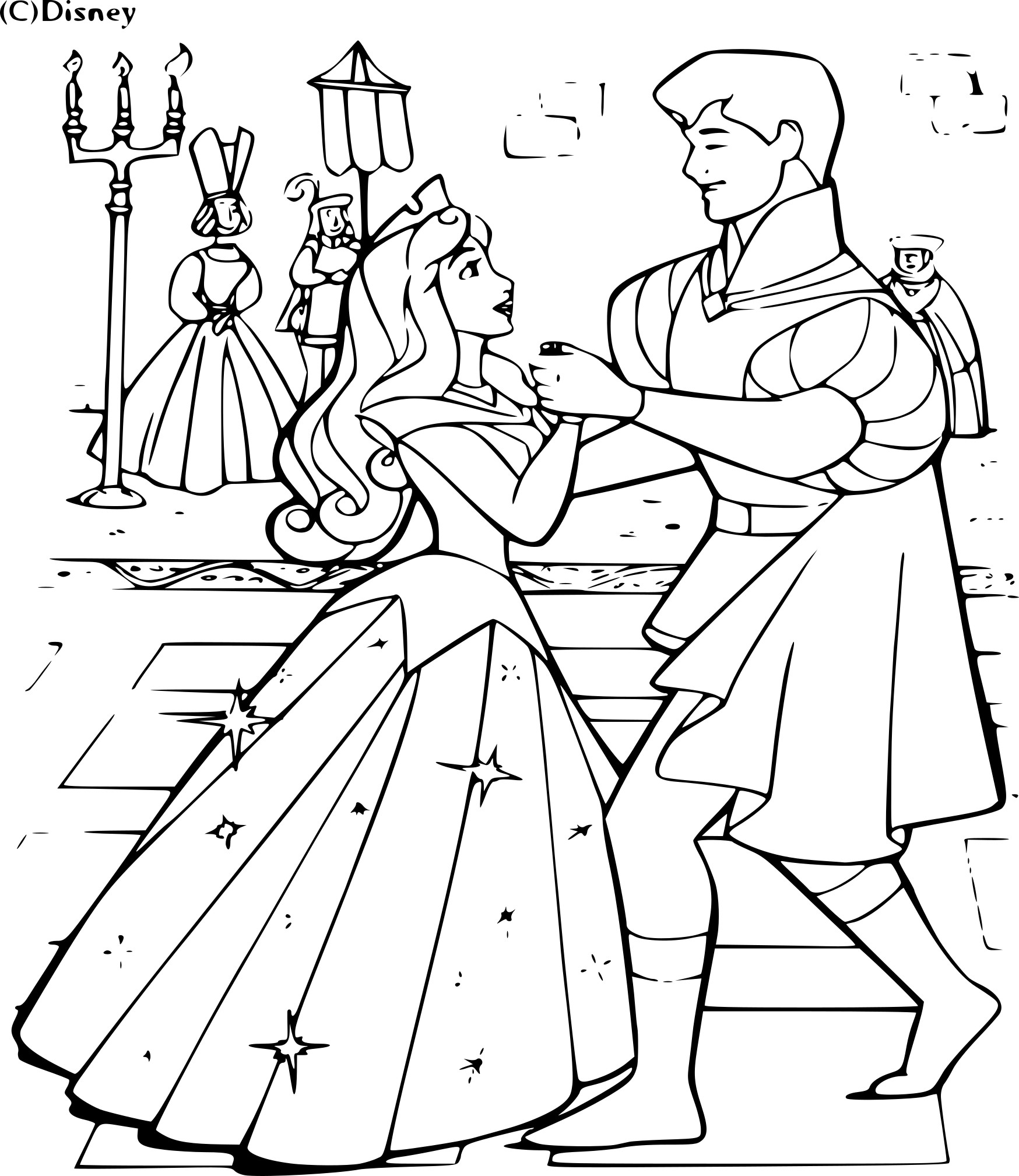 Coloriage Aurore et le Prince