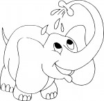 Baby Elephant Watering coloring page