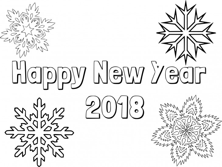 Happy New Year 2018 coloring page