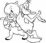 Disegno di Daffy Duck e Porky Pig da colorare