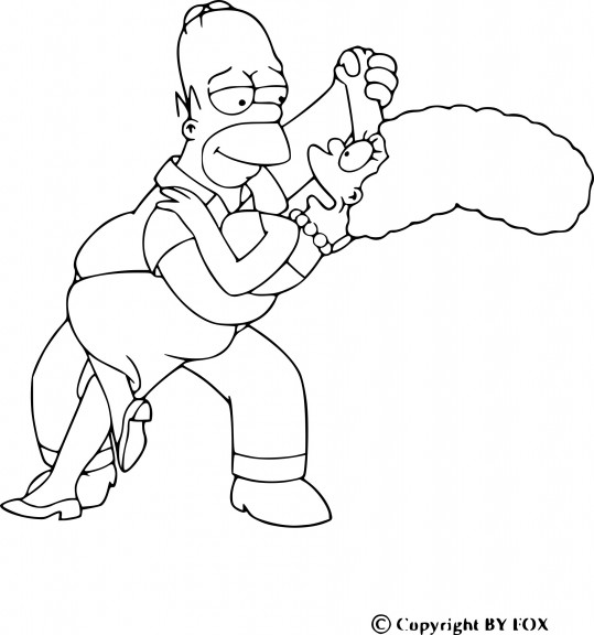 Disegno di Homer e Marge da colorare