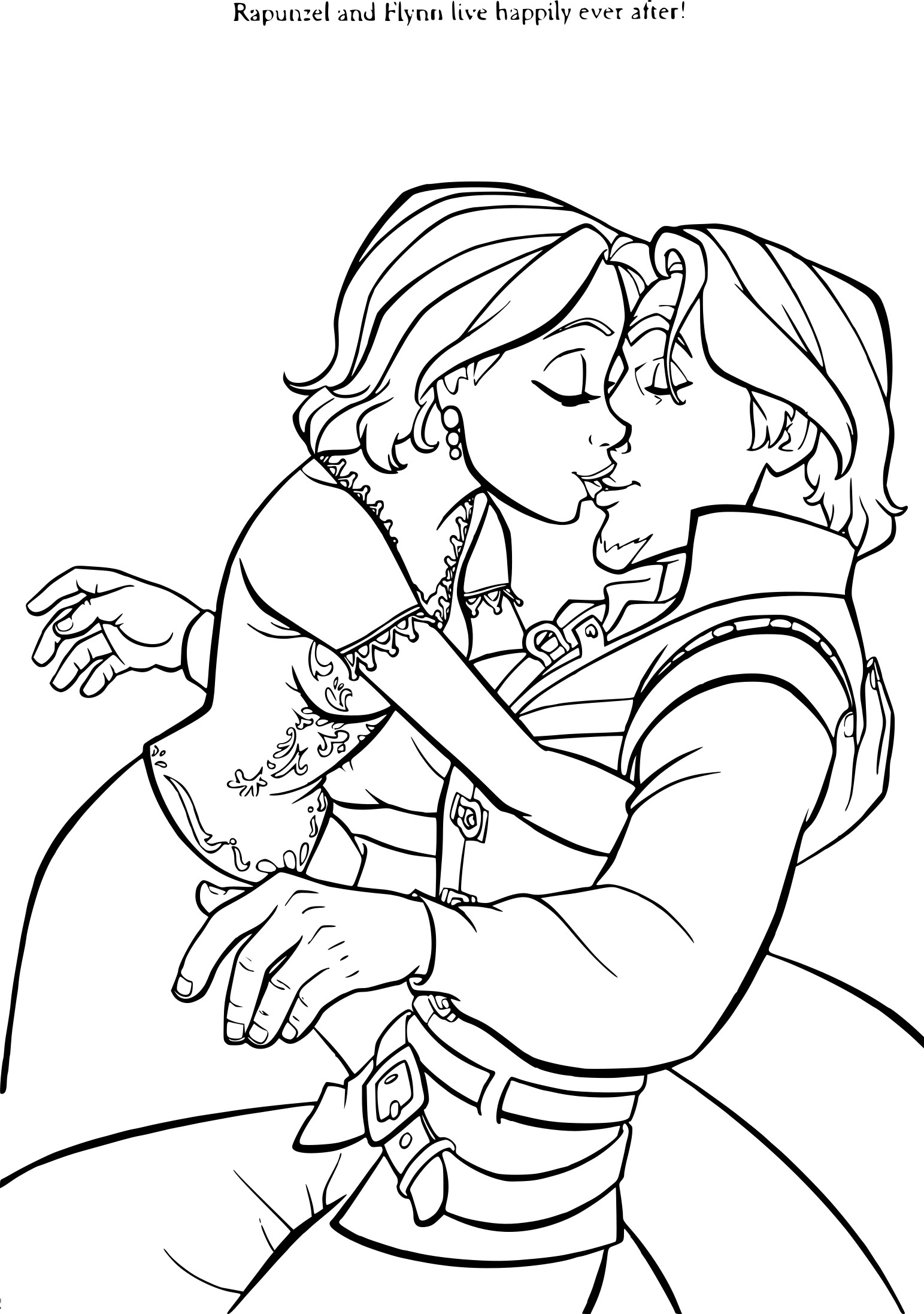 Rapunzel Kisses Flynn coloring page