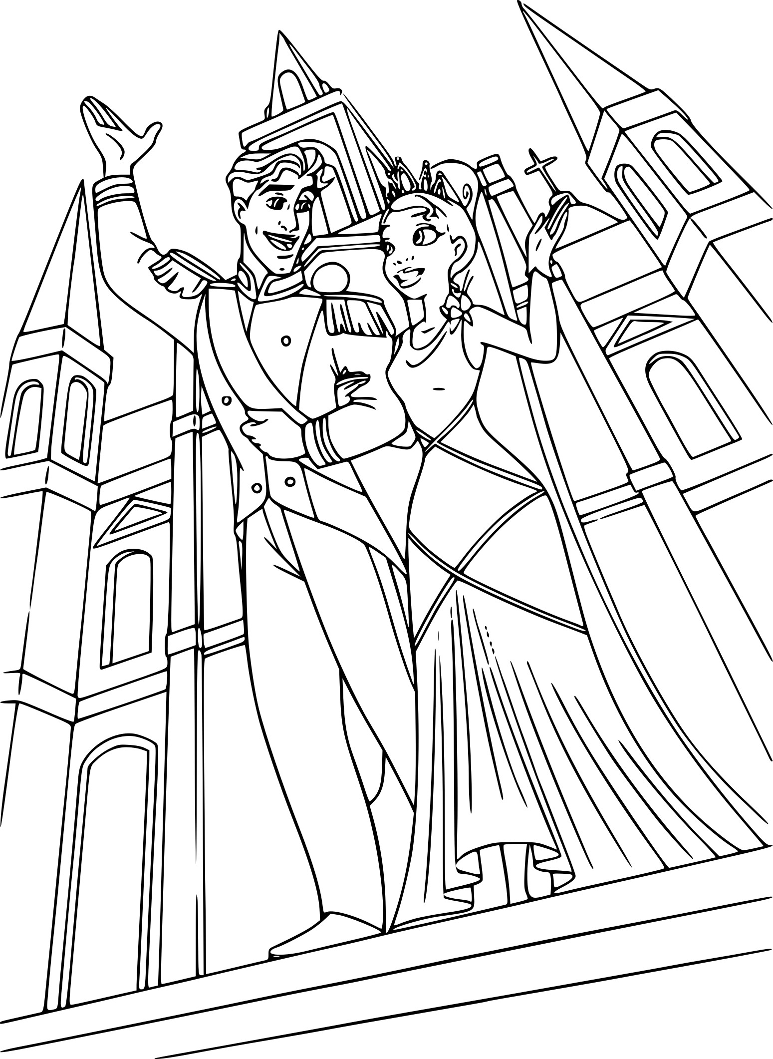 Tiana And Prince Naveen coloring page