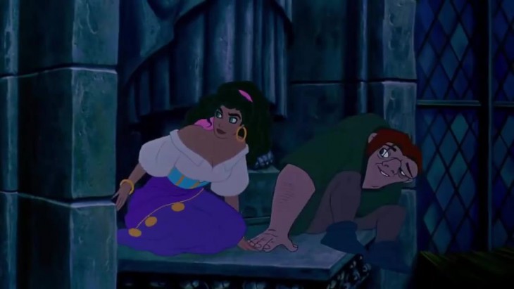 Disegno di Esmeralda e Quasimodo da colorare