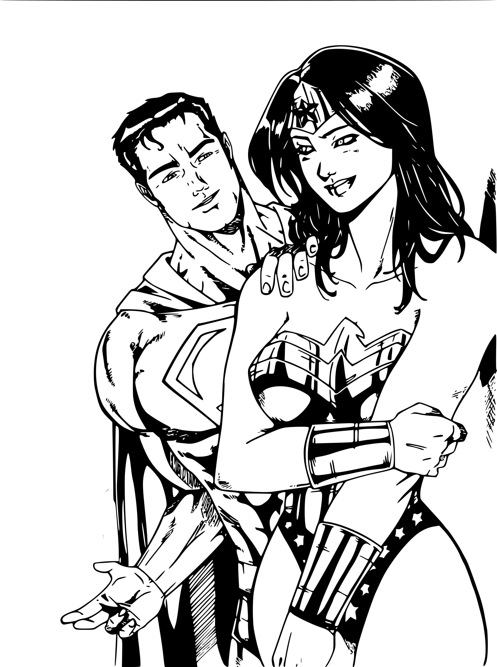 Disegno di Superman e Wonder Woman da colorare