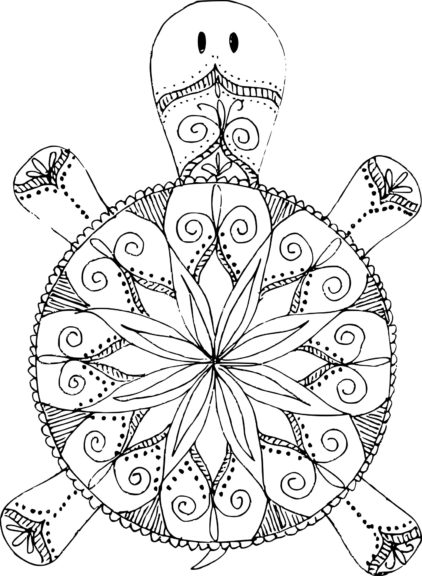 Coloriage mandala tortue